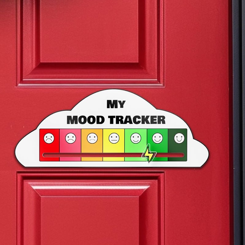 LRITER Acrylic Mood Door Sign for Creative Home Decor, 7 Emotion Expressions, Decorative Wall Art for Home and Office. (Mood Door Sign White) - Image 1